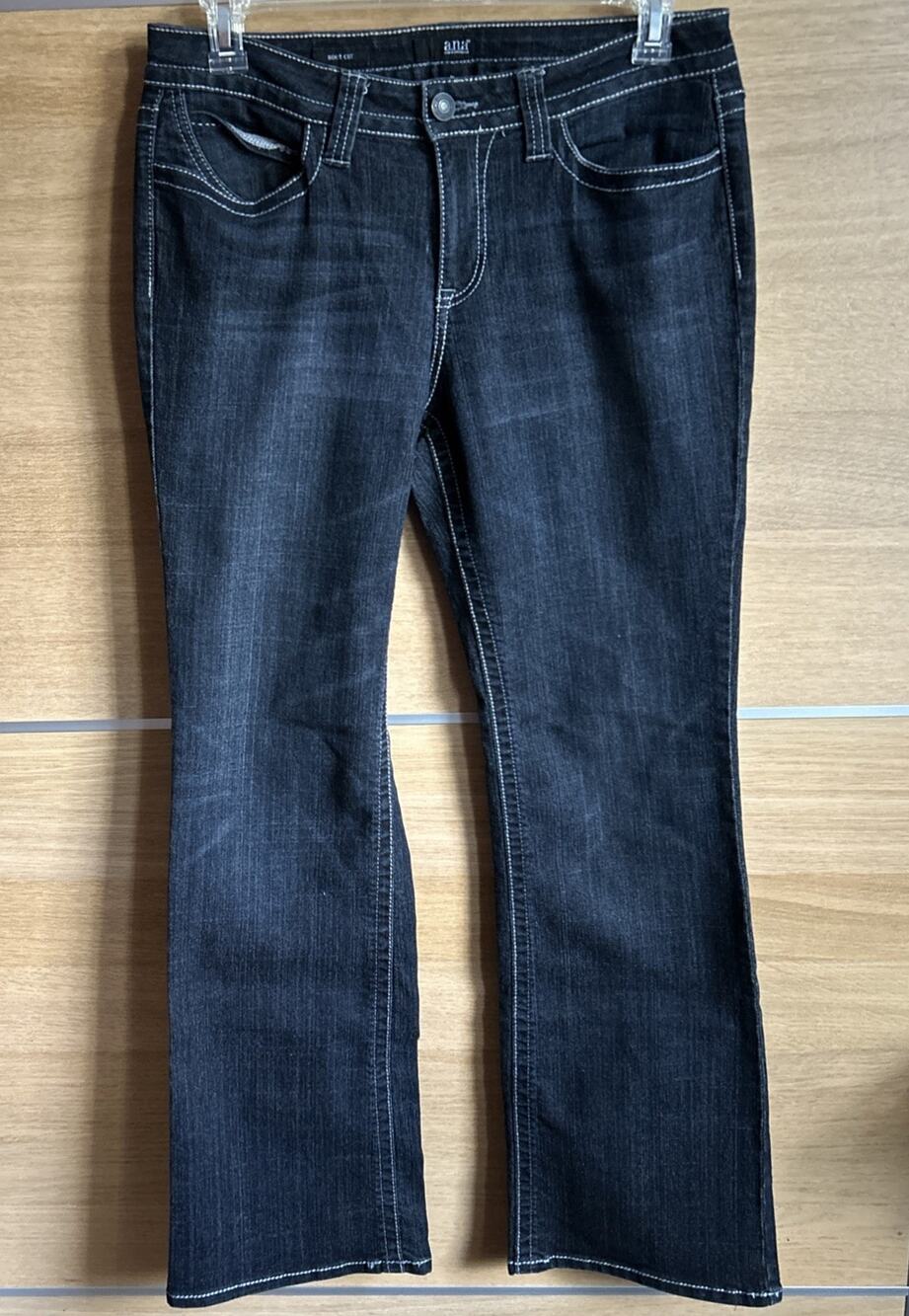 a.n.a. Boot Cut Jeans Women's Sz 12 Blue Stretch Denim Embroidered Back Pockets